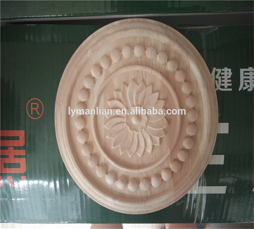 Embossed Sunflower Wood Applique  oval wood carved appliques