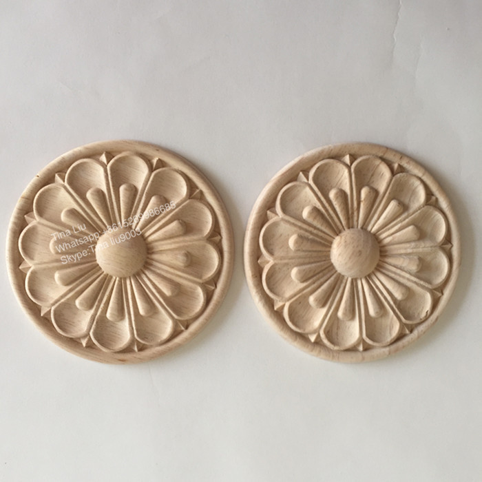 Round rosettes, round appliques, flower wood onlay and applique