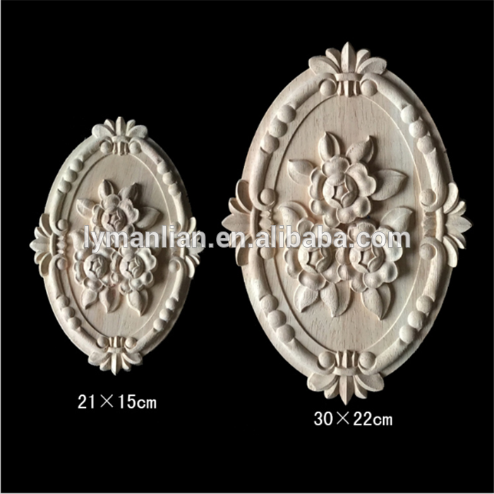 furniture parts Wood Carved Long Applique Frame Corner Onlay