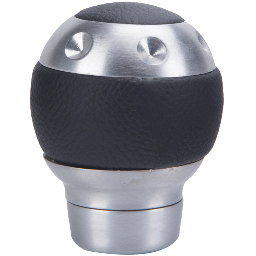 Genuine Leather & Aluminum Black Car Manual Gear Shift Knob