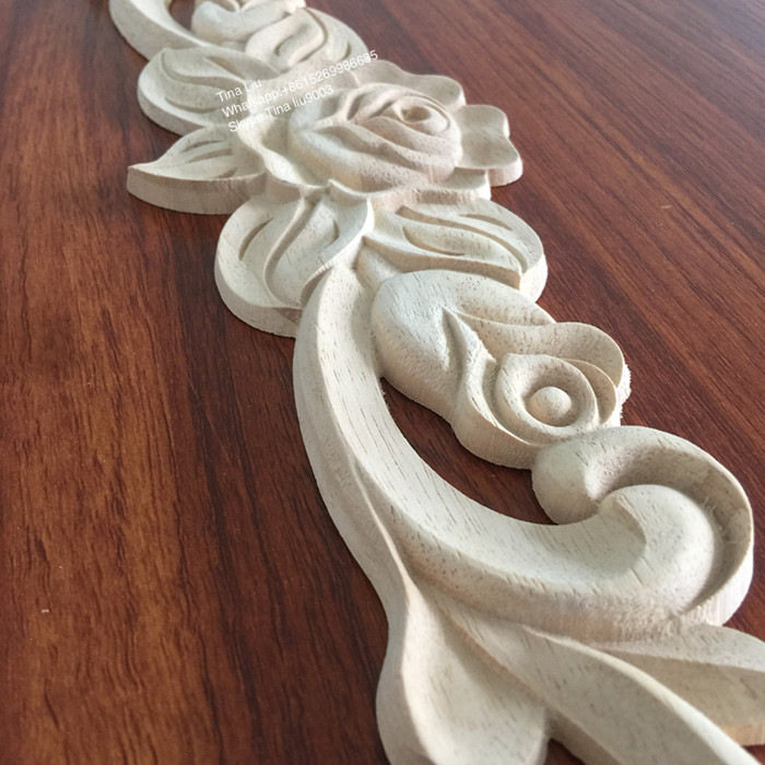 Decorative Wood Carving Rose Flower Overlays and Appliques