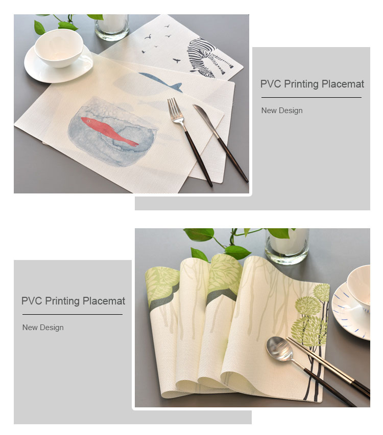 Tabletex anti-slip PVC printing classic placemat waterproof vinyl dinner mat 2020 rectangle placemats for home