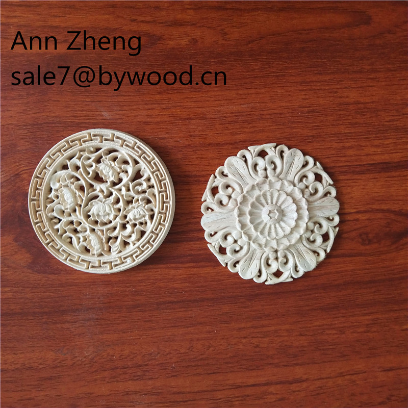 wood furniture parts hollow rose carving applique