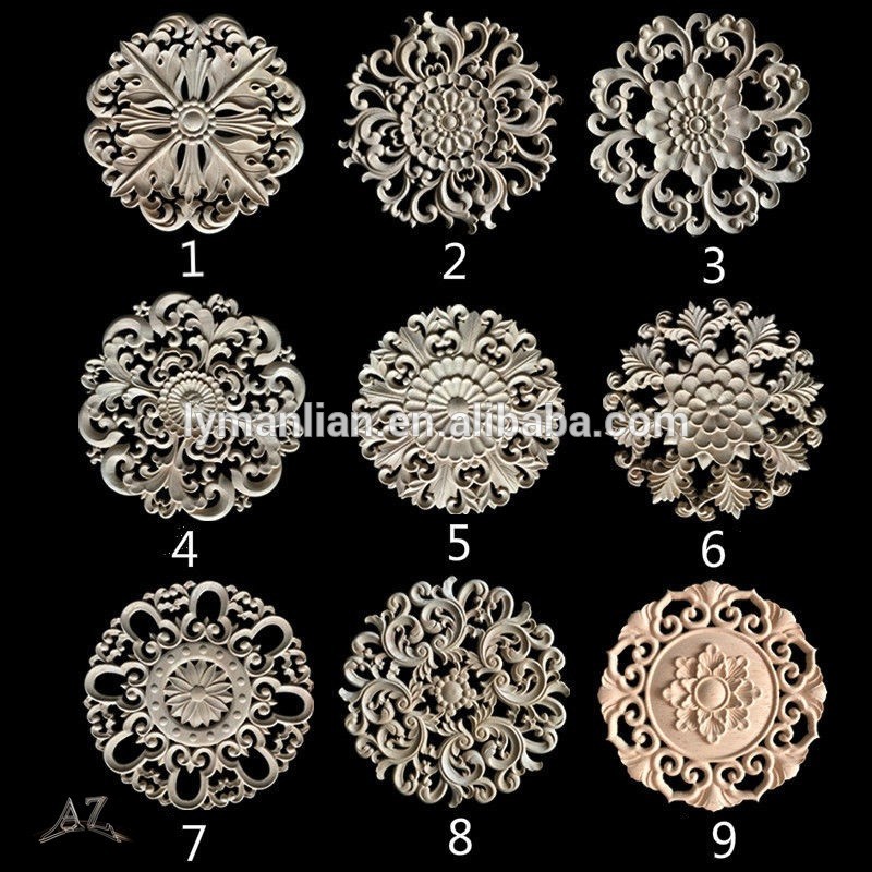 Home construction wood hole carving onlays appliques for cabinets