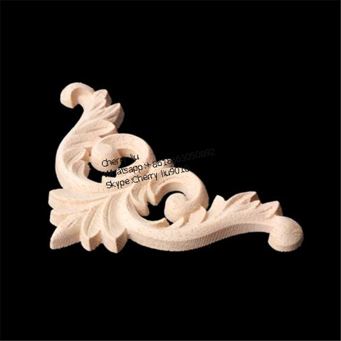 Retro Floral Wood Carved Corner Applique Woodcarving Decal For Home Furniture