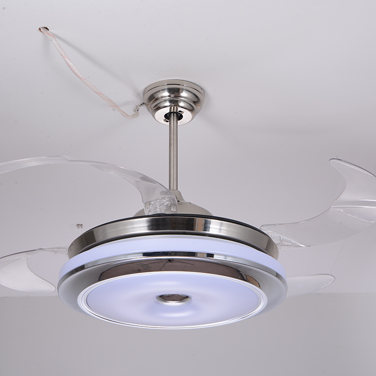 Zhongshan Fancy Big Glass Dinning Room Ceiling Fan Light Solar