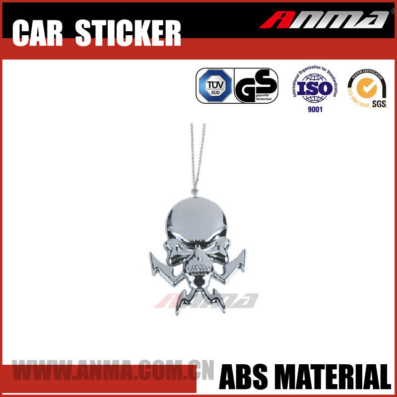 Car Chrome silver Metal cute skull decoration 3d car sticker