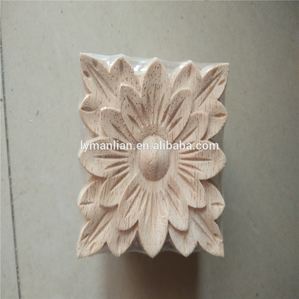 Wood Springtime Square Rosette appliques and onlays