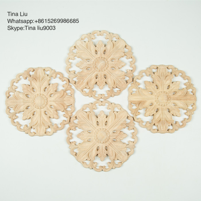 Carved Wood Applique Onlay round rosette wood wall art