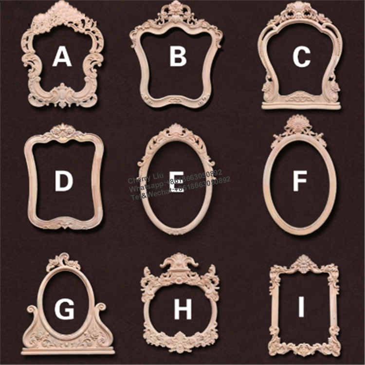 Unfinished Hand Carved Wood Antique Mirror Frames