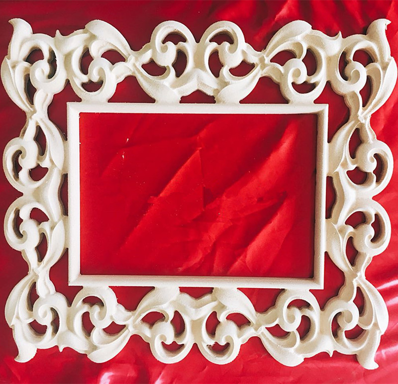 Wood Carved Long Applique Frame Corner Onlay Unpainted Furniture Home Door Decor
