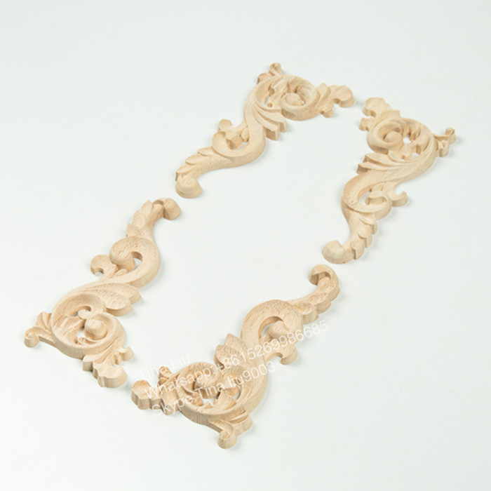 Wood Carved Furniture Corner Onlay Applique Unpainted Home Decor