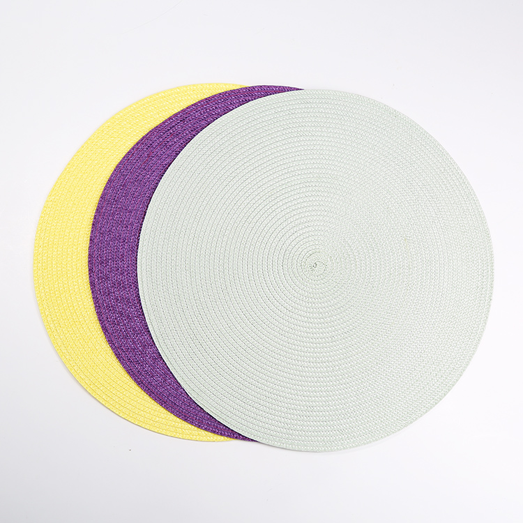 wholesale Polypropylene heat-resistant anti-slip pp woven round Braided Sewing placemat Plastic Table Mats