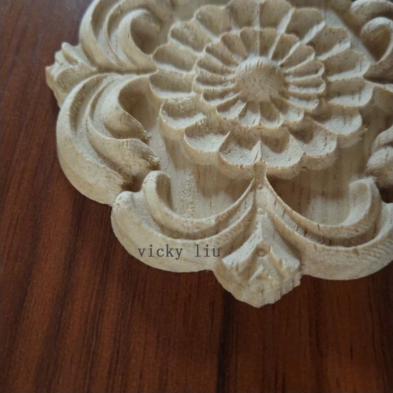 Round Furniture decoration carving flowers wood onlays