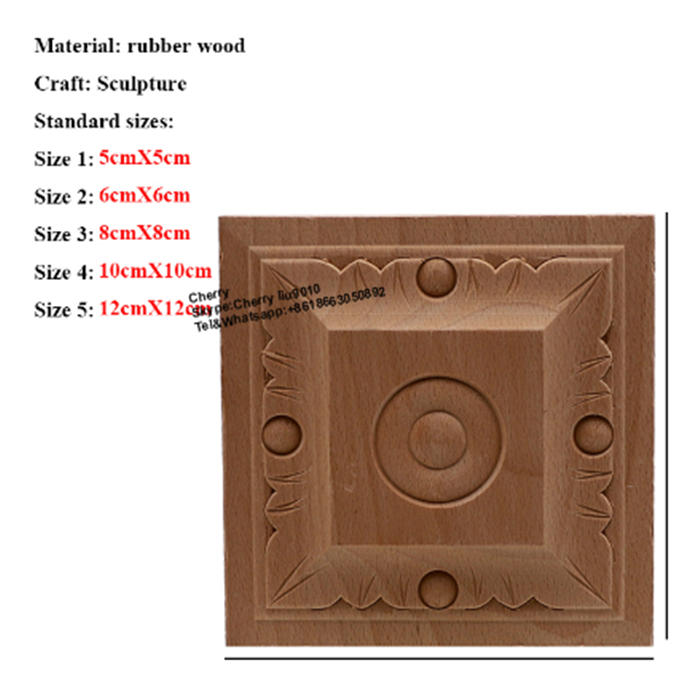 6 x 6 Door Window Trim Unfinished Wood Carved Block Rosette