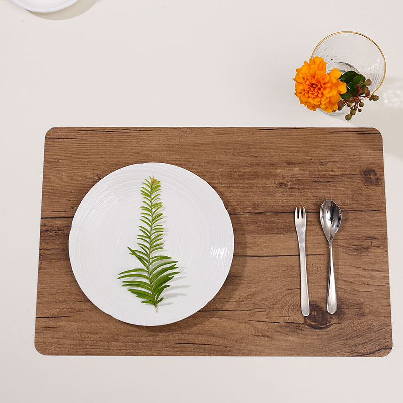 PVC wood land Dining rectangular table mats for Kitchen tableware Summer Dinner placemats