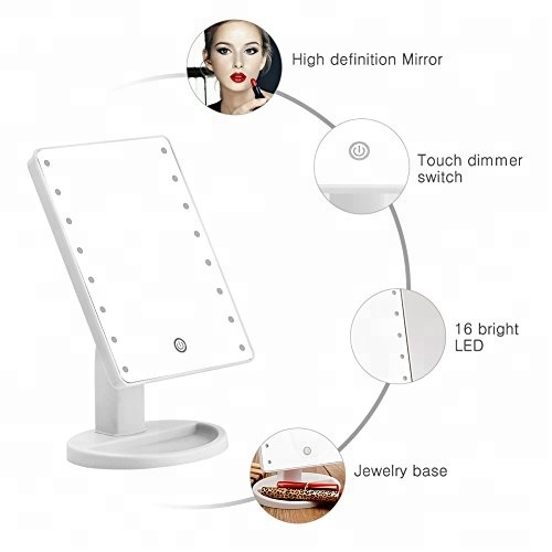 Table lady makeup 16 led fashion touch sensing lighted dressing mirror