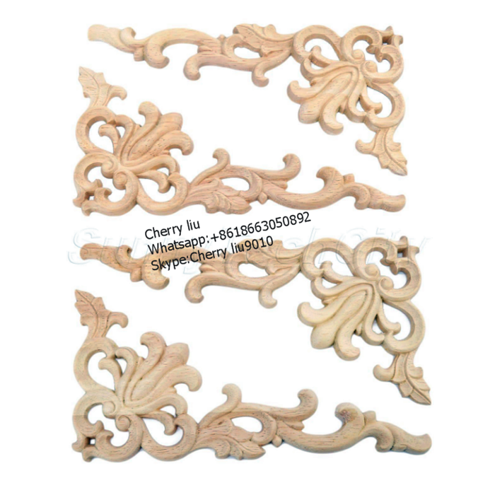 flower wooden applique wood carving for furniture decoration