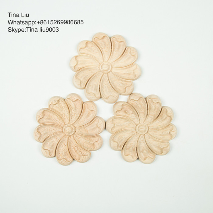 shabby chic flower wood carving rosette onlay and appliques