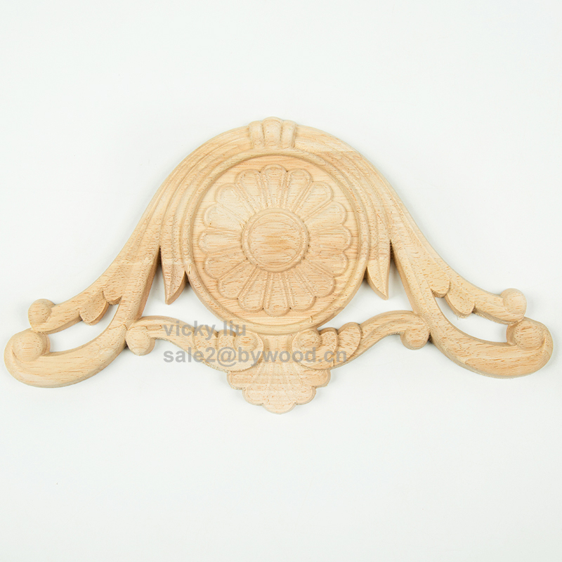 European style unfinished flower modelling wood onlays furniture decorated