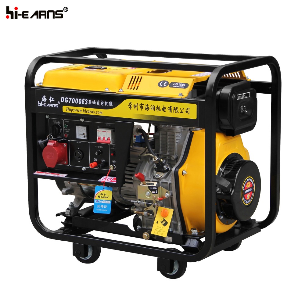 portable model open frame with wheels 5.5KW diesel generator