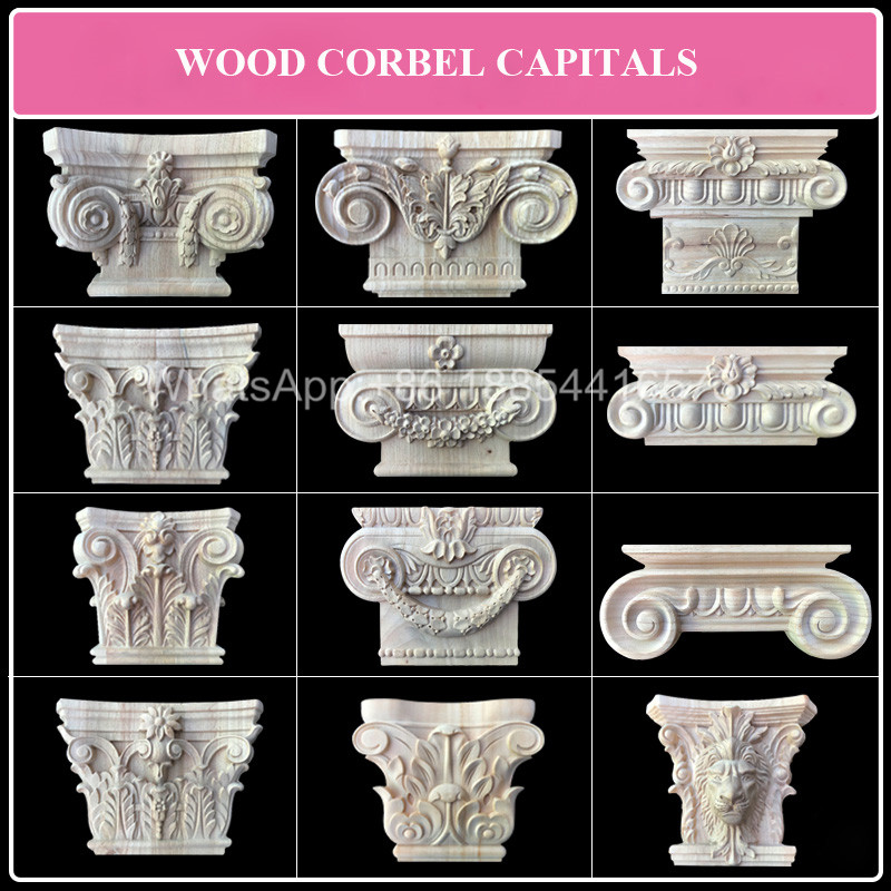 Decorative Column Head Wod Carved Capitals Decorative Wood Corbels