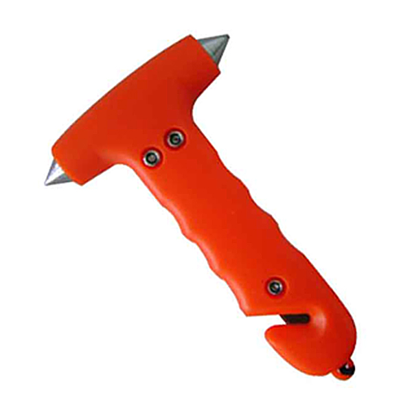 Emergency tool car glass breaker with seat belt cutter