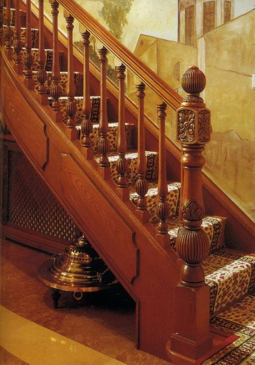 antique decorative wooden staircase newel post