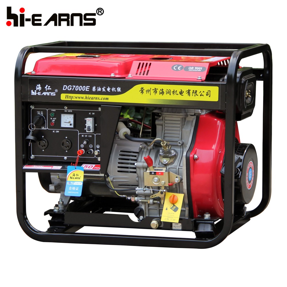 Open frame air cooled 6KW diesel generator with diesel fuel