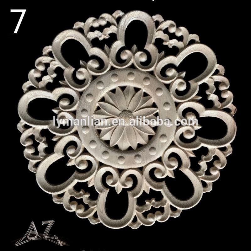 Round wood appliques wood flower inlay