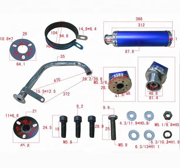 Motorcycle exhaust system for CG125 CG150 motorcycle parts