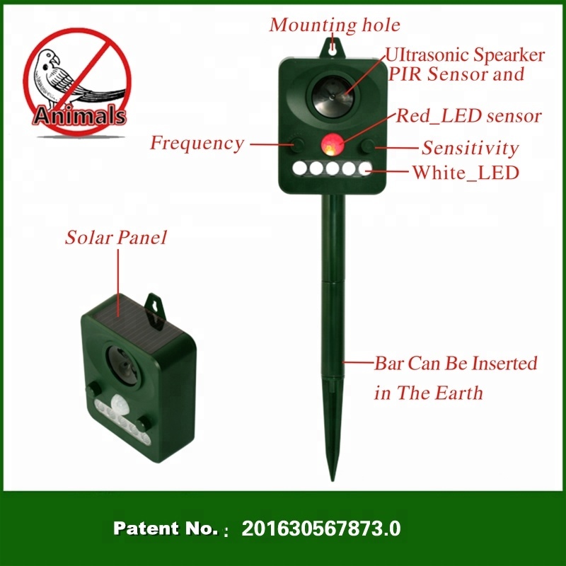 China hot sale  house garden waterproof ultrasonic outdoor solar drive automatic birds repeller