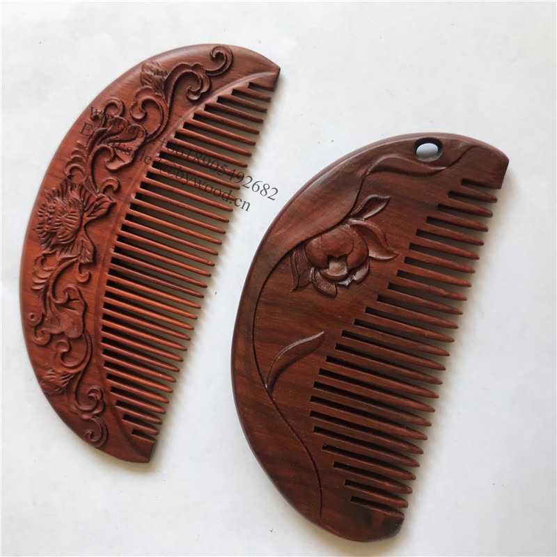 natural carved wood hair  wooden pocket comb for craft gift