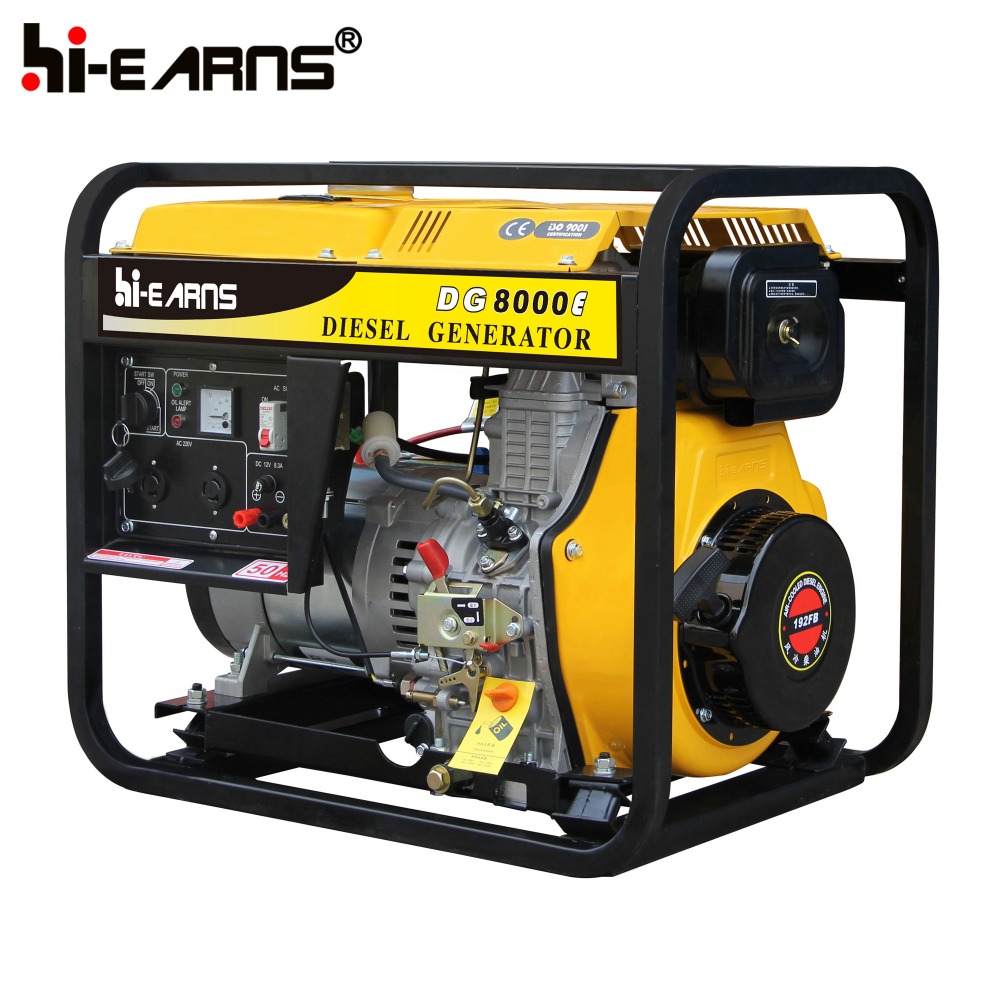 Open frame air cooled 6KW electric start diesel generator with diesel fuel