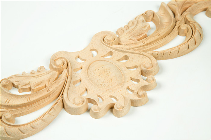 Unpainted wood carved Small Acanthus Leaf Center Frame Onlay Furniture Decoration