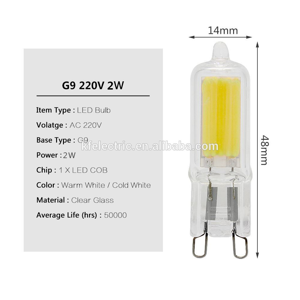 New Design 2W G9 capsule LED Lamps 100-240V 3000K/4000K/6000K G9 Mini LED Light Bulb