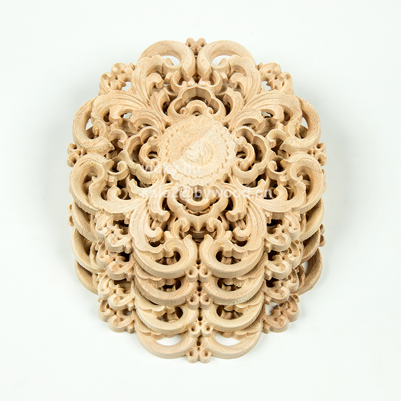 Carved hollow out roundness furniture decoration wood onlay