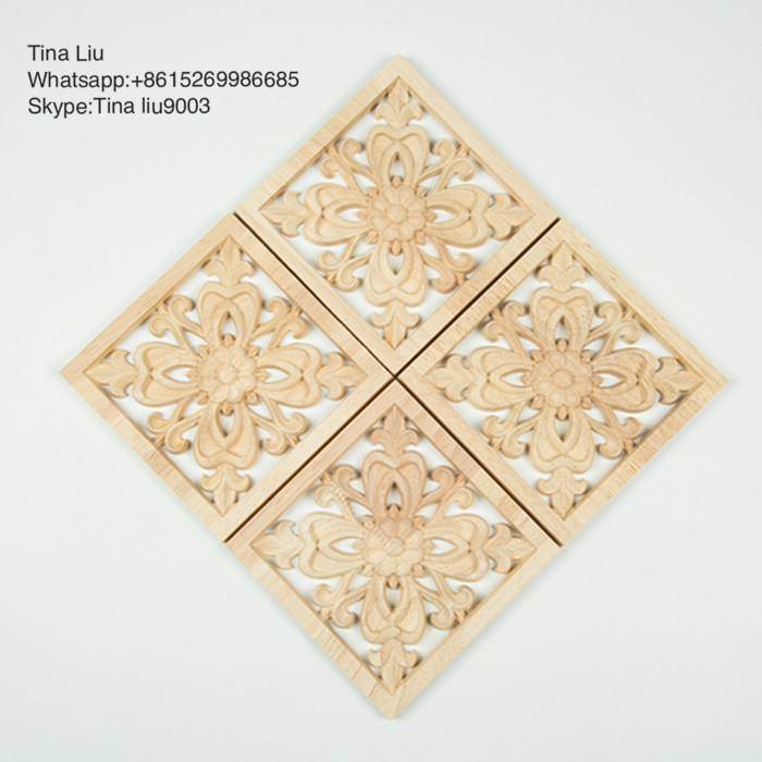 Wood carvings square block rosette