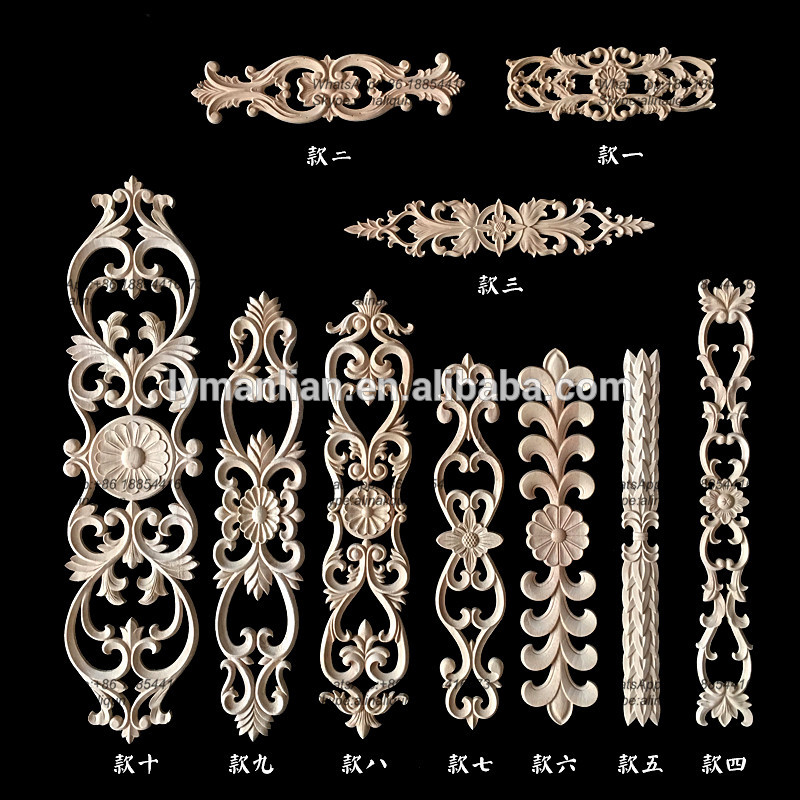 Wood Carved Applique Frame Onlay Furniture Decoration Unpainted DIY Home Craft