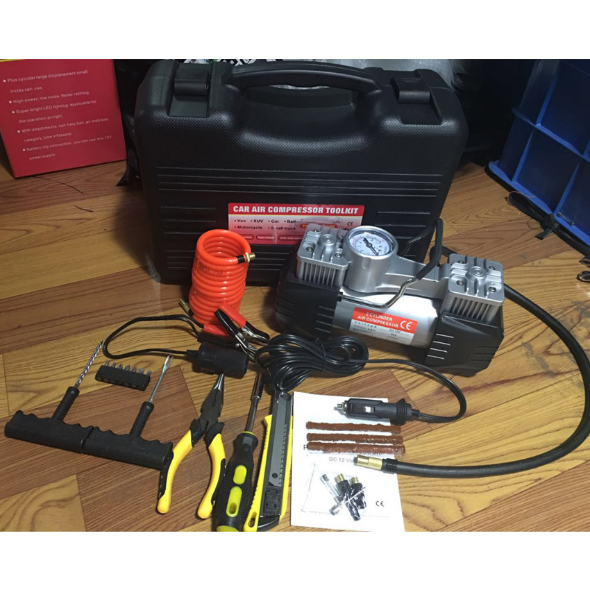 Universal Heavy Duty Car air compressor with battery clamp