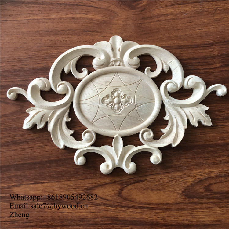 Solid Wood Raw Material and wood carved flowers/appliques/onlays Item wood carved flowers