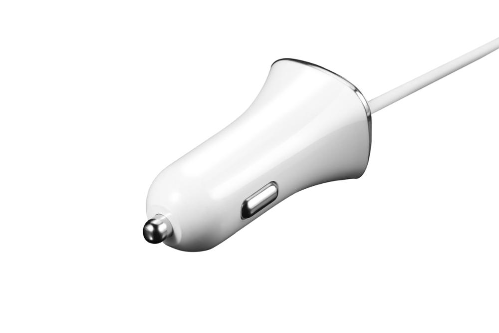 Universal USB Car Charger 5V 2.4A With Silver Ring & Cable