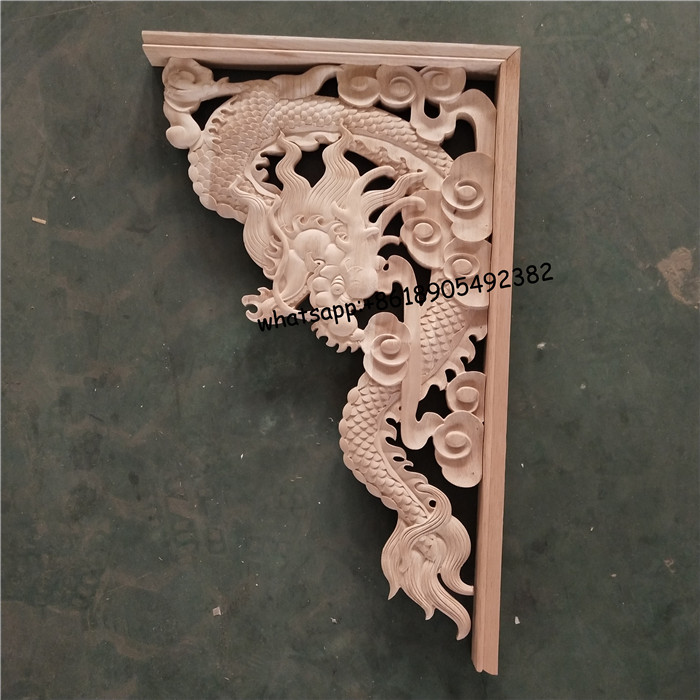 Chinese style  decoration large dragon corner Wood Appliques