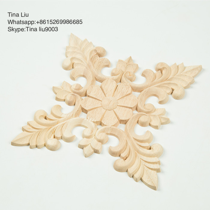 Solid Rubber wood rosette furniture embellishment applique rosette