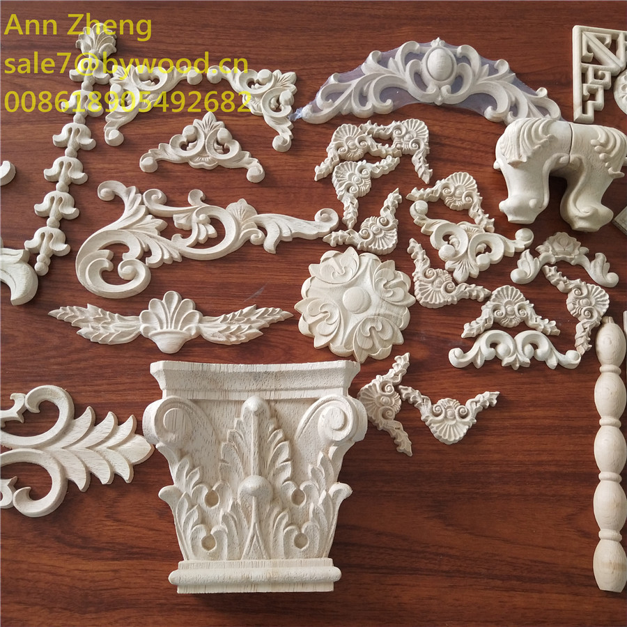 new design Interior decor wooden crafting carved appliques onlays
