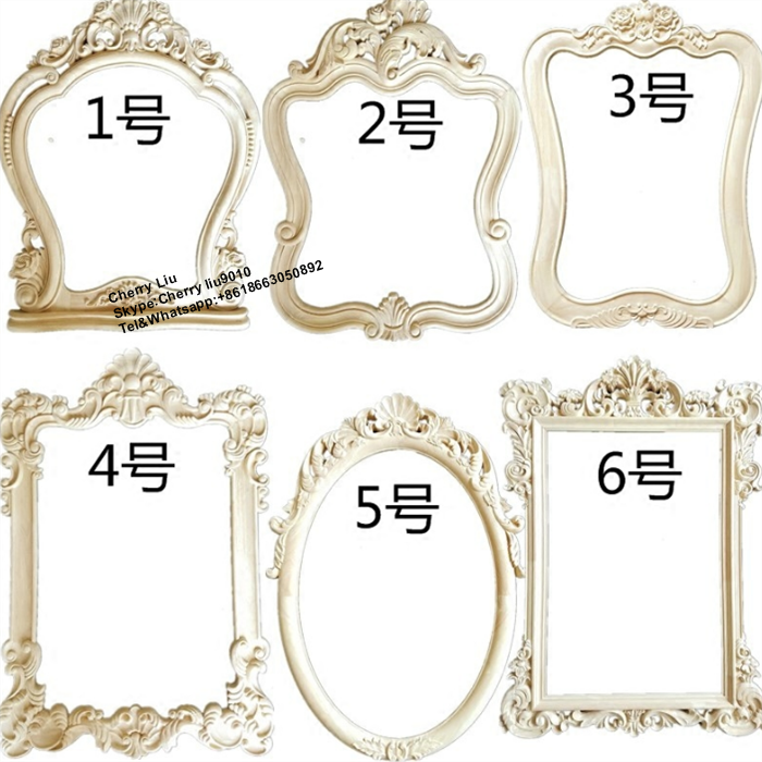 Unpainted Carved Decoration Wood Mirror Frames
