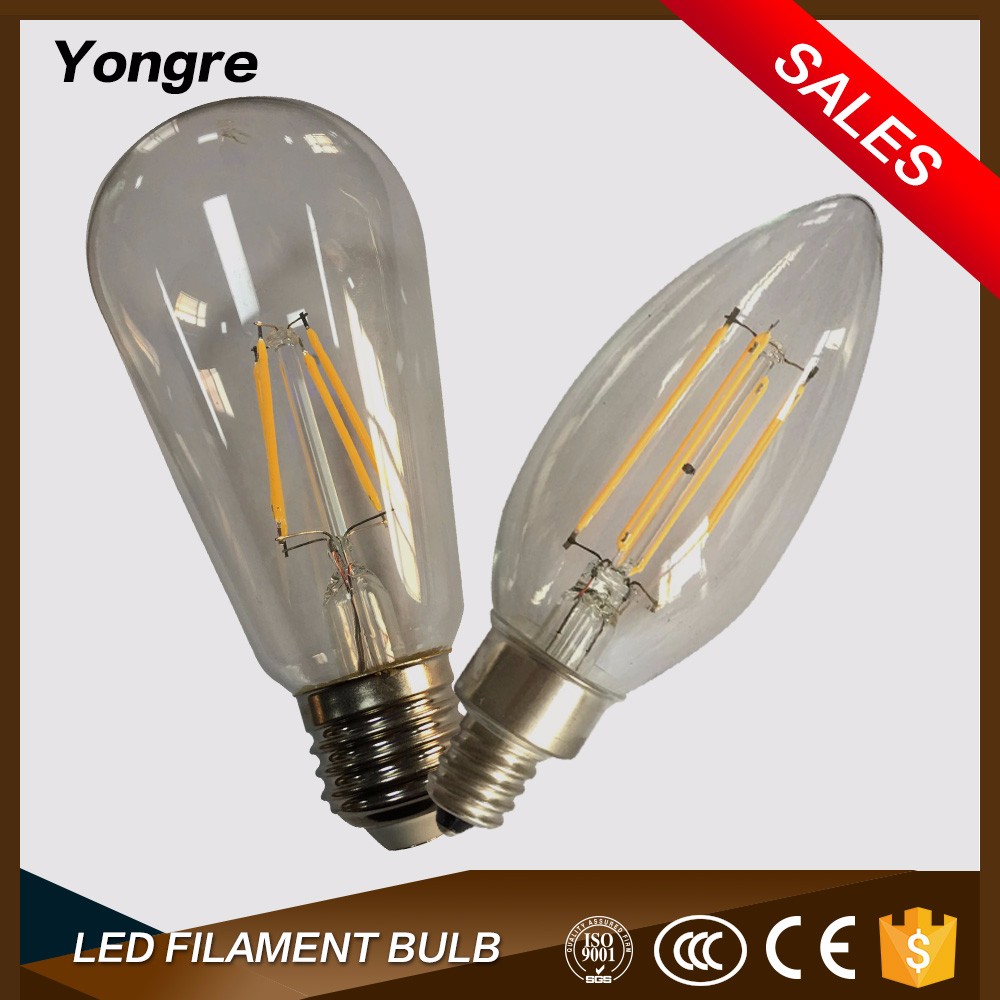 ST64/G45/C35/A60 dimmable filament led bulb/led filament bulb/Frosted E14/E26/E27 2-8W