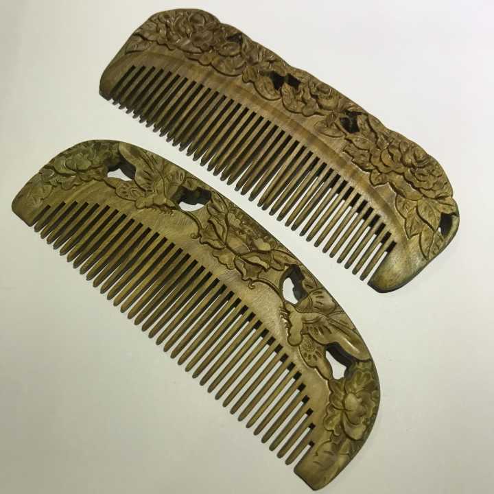 natural  beard hair wood  wide narrow tooth comb