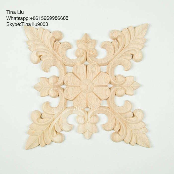 Square applique rosette wood rosette furniture embellishment wood onlay embellishment