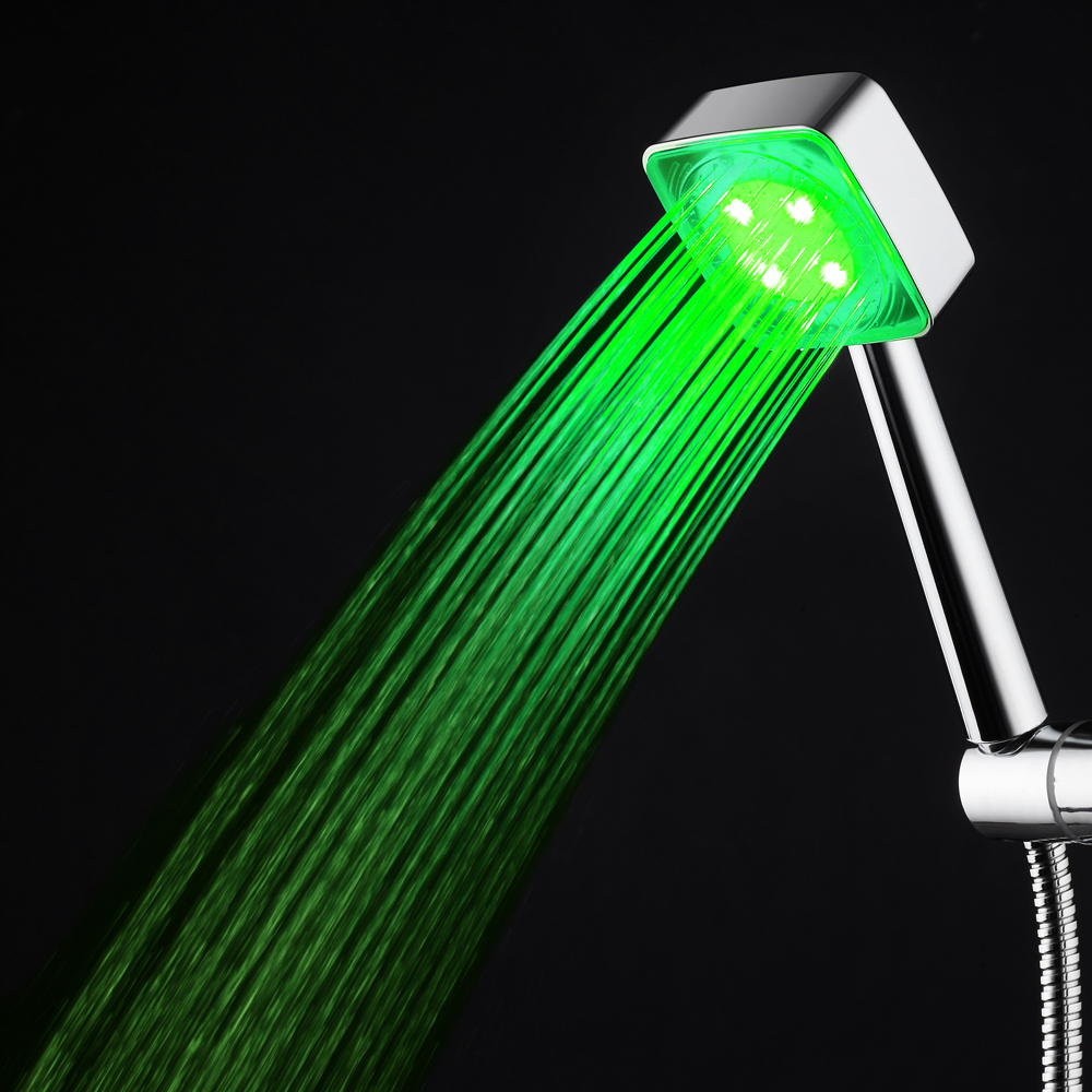 Rainbow Colorful Handheld LED Light Water Bath Home Bathroom Shower Head